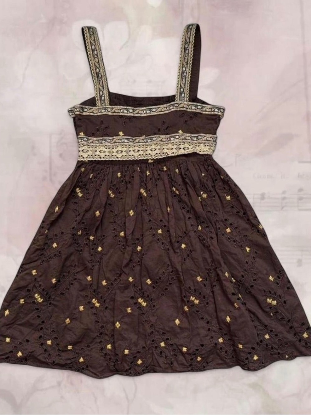 Moda International Brown Mini Dress with Gold Accents - Picture 4 of 7
